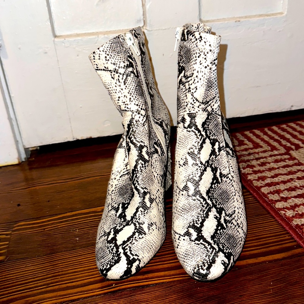 Madden Girl Leather Snakeskin Booties